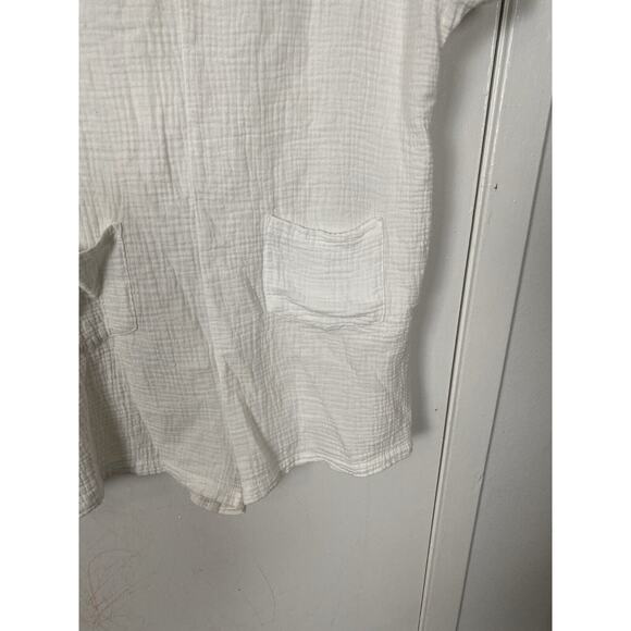 J Robert's White Women Romper Gauze Material Bikini Cover Up Collared Size S/M - Picture 8 of 11